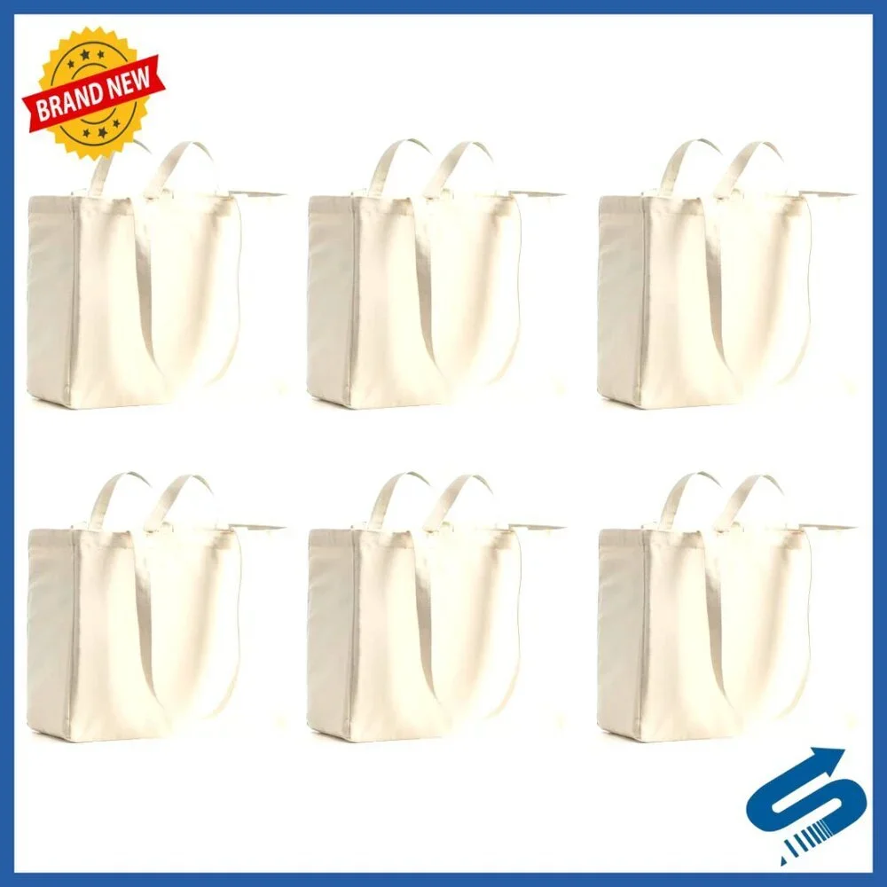 Heavy Duty Canvas Tote Bags Foldable Reusable Grocery Shopping Eco-Friendly